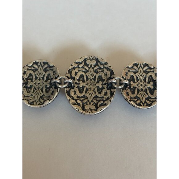 Lucky Brand Bracelet Boho Southwestern Style Blue Oval Cabochons Silver Tone - Picture 8 of 8